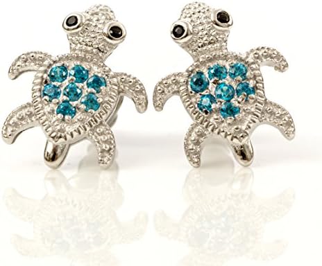 Humble Bee Boutique Girls Sterling Silver Turtle Cubic Zirconia Stud Earrings