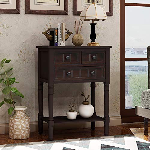 Narrow Console Table, Rustic Entryway Table Slim Sofa Table with Three