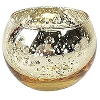 Just Artifacts Round Mercury Glass Votive Candle Holders 2-Inch Speckled Gold (Set of 25) - Mercury Glass Votive Candle Holders for Weddings and Home Décor