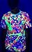 aofmoka Neon Glow Blacklight UV Reactive Party Rave Handmade Art Tee Sport Top Workout Shirt Women Unisex Men Design T-Shirt