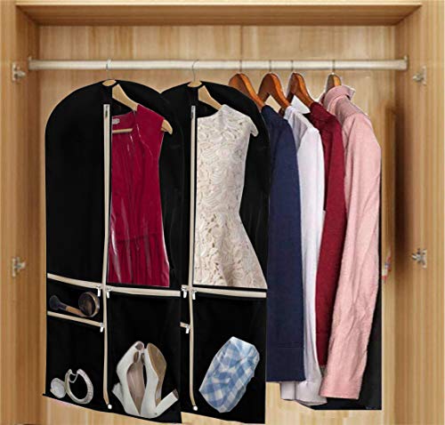 KIMBORA Costume Dance Garment Bag with 3 Clear Zipper Pockets for Suits Dress Cover, Travel Storage & Competitions, Set of 2 (Black) - Thumbnail 6