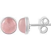 5 MM Natural Gemstone 925 Sterling Silver Hypoallergenic Studs Earrings Jewelry for Women Dainty Trendy Antiqued Silver Birthstone Earrings Jewelry Gifts for Women and Her