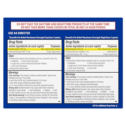THERAFLU MAX STRENGTH FLU SYMPTOM RELIEF – 20 CAPLETS PLUS THERAFLU MAX STRENGTH NIGHTTIME FLU MEDICINE FOR FLU SYMPTOM RELIEF- 20 CAPLETS COMBO PACK