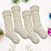 Vanteriam Pack 4 Christmas Stockings, 18'' Unique Ivory White Knit Christmas Stockings for Xmas Decorations, Set of 4