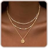 GOLLEY Layered Gold Necklaces for Women | 14K Gold Plated Dainty Pendant Layering Necklaces for Women | Dainty Layered Choker Necklaces Set | Trendy Jewelry for Women Gifts