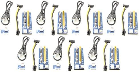 PPCS PCI Express Riser Card 1x to 16x PCI-E Risers 6Pin Power Version 007 - 7 Pack