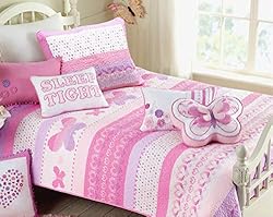 Cozy Line Home Fashions Pink Flower Lace Ruffle