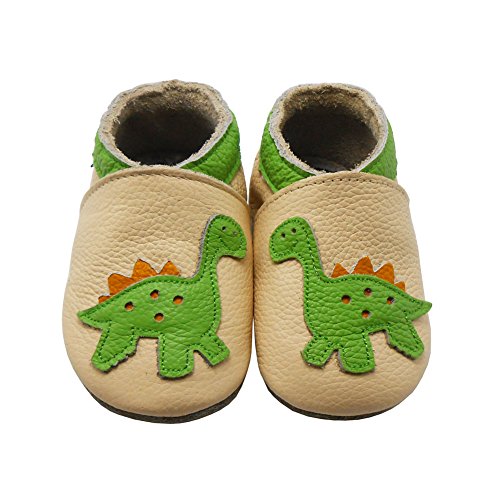 Sayoyo Baby Dinosaurs Soft Sole Beige Leather Infant And Toddler Shoes 12-18Months