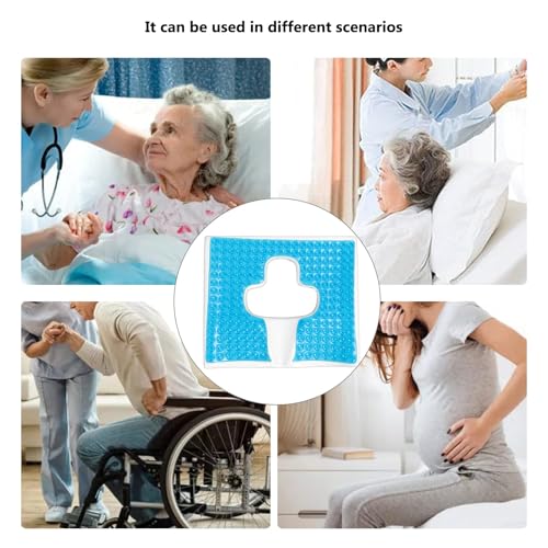 Anti-Bedsore Cushion, Memory Foam & Gel Seat Cushion with T-Shaped Opening, Triangular Slope Design for Tailbone & Sciatica Pain Relief, Anti-Slip, for Wheelchair, Office & Home Use
