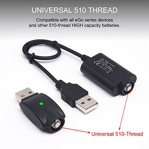 510-Thread USB Smart Charger for eGo series and Other Standard 510 Threaded Devices, with Over-Charge Protection - 2-Pack