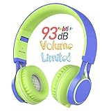 Kids Headphones, HD30 Volume Limiting Over Ear Kids Headset with Microphone for Boys Girls and iPad Tablets Computer Laptops Android Smartphone (Blue/Green)