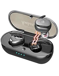 True Wireless Bluetooth Earbuds 5.0, 3D Stereo Sound, Deep Bass, 16H Playtime, Wireless Headphones, In-Ear Earphones, Bluetooth Headset w Mic, Auto Pairing of Earbuds [With Rechargeable Charging Case]