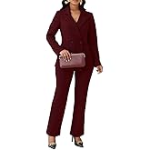 Ophestin Women 2 Piece Pant Suits Set Long Sleeve Striped Color Jackets Blazer Business Casual Dressy Work Office Outfits