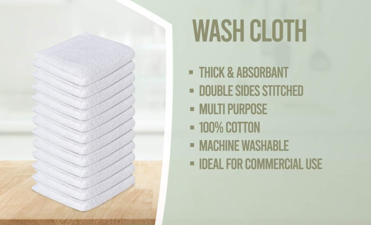 Softolle 100% Cotton Ring Spun Wash Cloths – Bulk Pack of 24 Pieces Washcloths – 12x12 Inches – Wash Cloth for Face, Highly Absorbent, Soft and Face Towels: Home & Kitchen