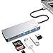 USB C Hub, EQUIPD 5 in 1 Aluminum Type C Adapter with 3 USB 3.0 Ports SD/SDHC/microSD Card Reader for New MacBook Pro 13
