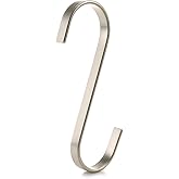 RuiLing 12-Pack 4.5 Inch S Shaped Heavy-Duty Satin Chrome Finish Steel Flat Hooks for Kitchen, Workshop, Outdoor, Bedroom, Bathroom, Market, DIY Projects
