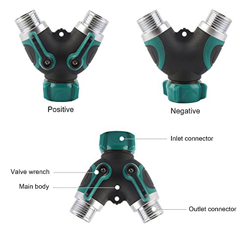 Garden Hose Splitter, FOME 2 Way Hose Connector Splitter Y Hose Splitter with 3/4 Connector Expandable Water Hose Multi-Function Spray Nozzle Double Latex Pipe 2 Way Y Hose Splitter for Home Garden
