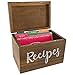 Juvale Wooden Recipe Box with Tabs & Dividers - 7 x 5 x 5 In, Brown Pinewood, Letter Print - Flip-Top Lid & Quick-Access Notch - 60-Card Set & 24 Dividers - Recipe Card Organizer Box