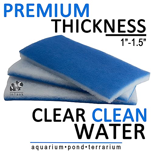 inTank Worlds Best Premium 2 Inch Thick Aquarium Pond Filter Floss Value Pack (3 Large Pads