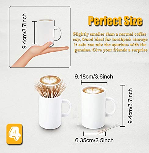 H&W Creative Design Coffee Cup Toothpick Dispensers Holder, Funny Push Style Plastic Toothpick Case Organizer Storage for Home Restaurant Party Decoration