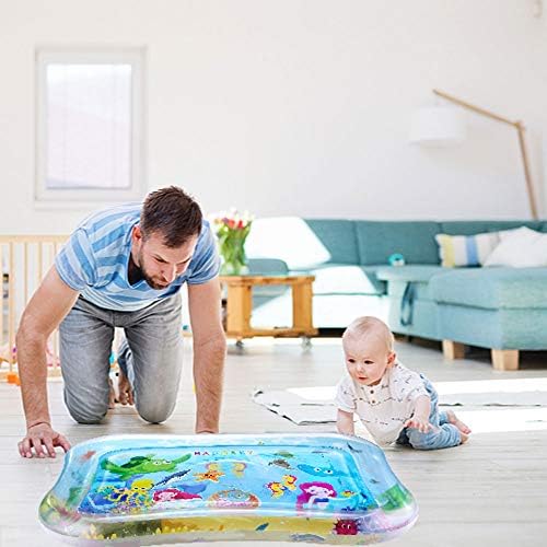 Rabosky Tummy Time Water Play Mat, 27.5" x 21.5" Largest Size Inflatable Infant Playmat Toys-H, CPSC Certified, for 3 4 6 7 9 to 12 Months Baby Boy or Girl, Include 7 Floating Toys