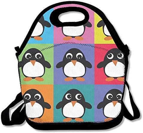 DASENCO Penguin Pop Art 100% Polyester Zipper Portable Lunch Picnic Handbag Bag Waterproof Insulated Food Container School Office Travel Outdoor Work Lunch Bag Tote