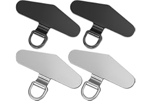 TENOC Metal Phone Tether Tab, Metal Phone Patch, Universal Cellphone Lanyard Pad for Full Phone Case, 2 x Black & Sliver