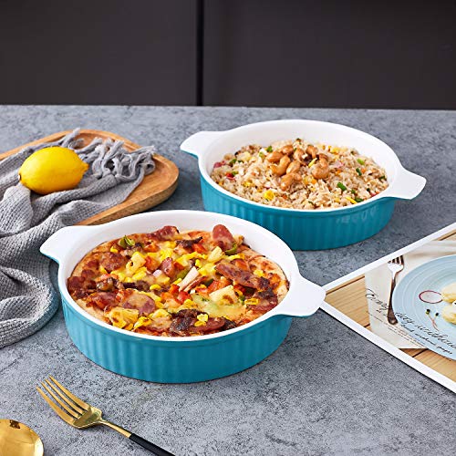 Bruntmor Ceramic Pie Pans Set 2 With Handles For Christmas Dinner