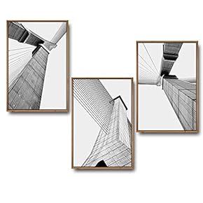 3 Piece Framed Canvas Wall Art for Living Room, Bedroom Geometrical Abstract Buildings III Canvas Prints for Home Decoration Ready to Hang - 16"x24"x3 Panels