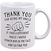 DQG CVT Best Uncle Gift - Thank You for Being My Uncle Funny Coffee Mug - Gag Gifts For Uncles - Cool Fathers Day Birthday Christmas Gift Ideas From Niece Nephew - Uncle's Novelty Tea Cup 11oz White