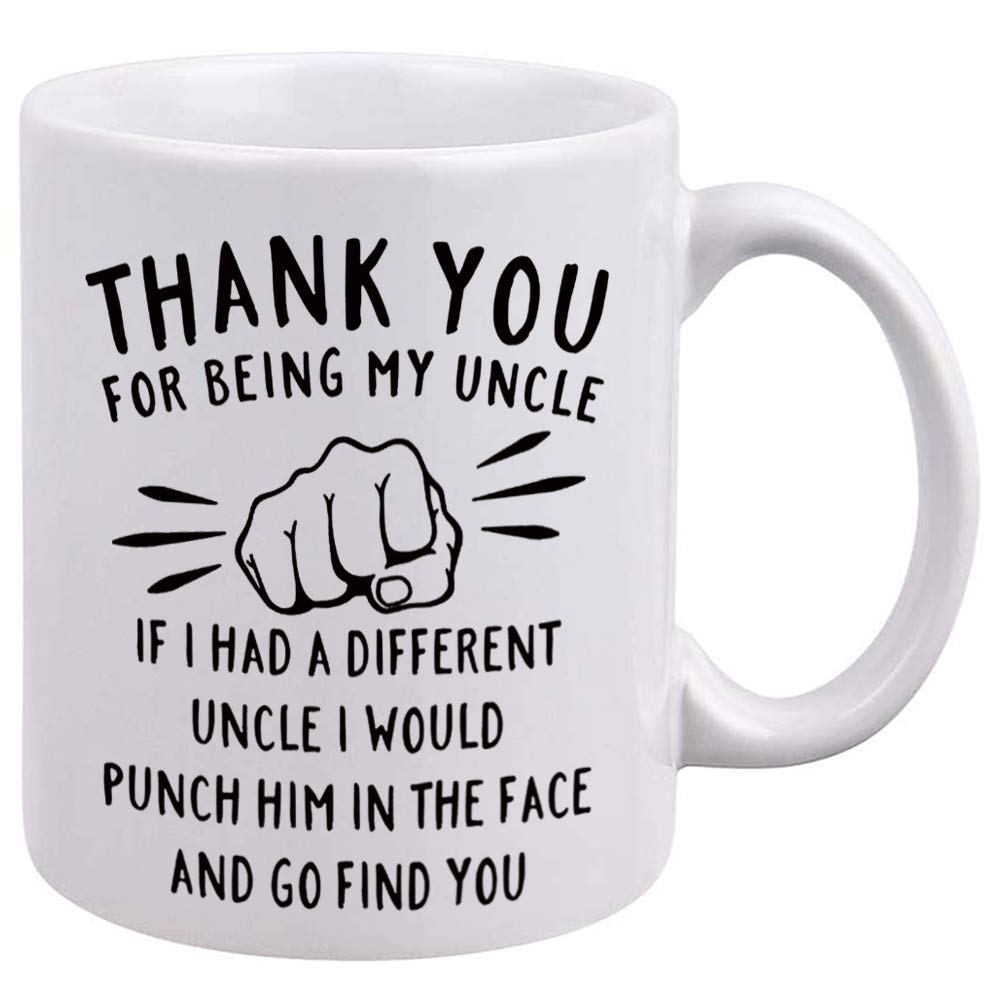 DQG CVT Best Uncle Gift - Thank You for Being My Uncle Funny Coffee Mug - Gag Gifts For Uncles - Cool Fathers Day Birthday Christmas Gift Ideas From Niece Nephew - Uncle's Novelty Tea Cup 11oz White