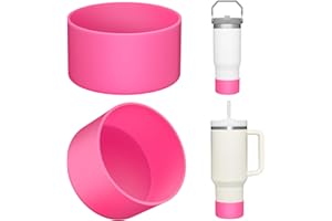 AIRBOAT Upgrade 2PCS Protective Silicone Boot Bumper for Stanley Quencher Adventure 40oz 30oz IceFlow 20oz 30oz Tumbler, Water Bottle Bottom Sleeve Cover Accessories for Stanley Mug Cup(Rose)