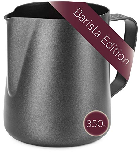 Lambda Coffee Barista Milchkännchen Edelstahl 350ml schwarz I Milchschaumkännchen Milchkanne