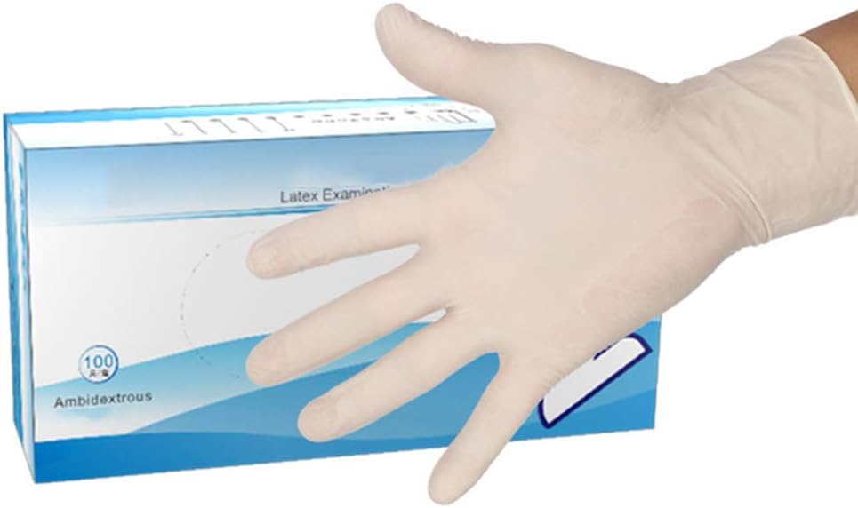 Powder-Free Disposable Medical Latex Gloves, 100 Rubber Gloves for Disposable Medical Examination,M