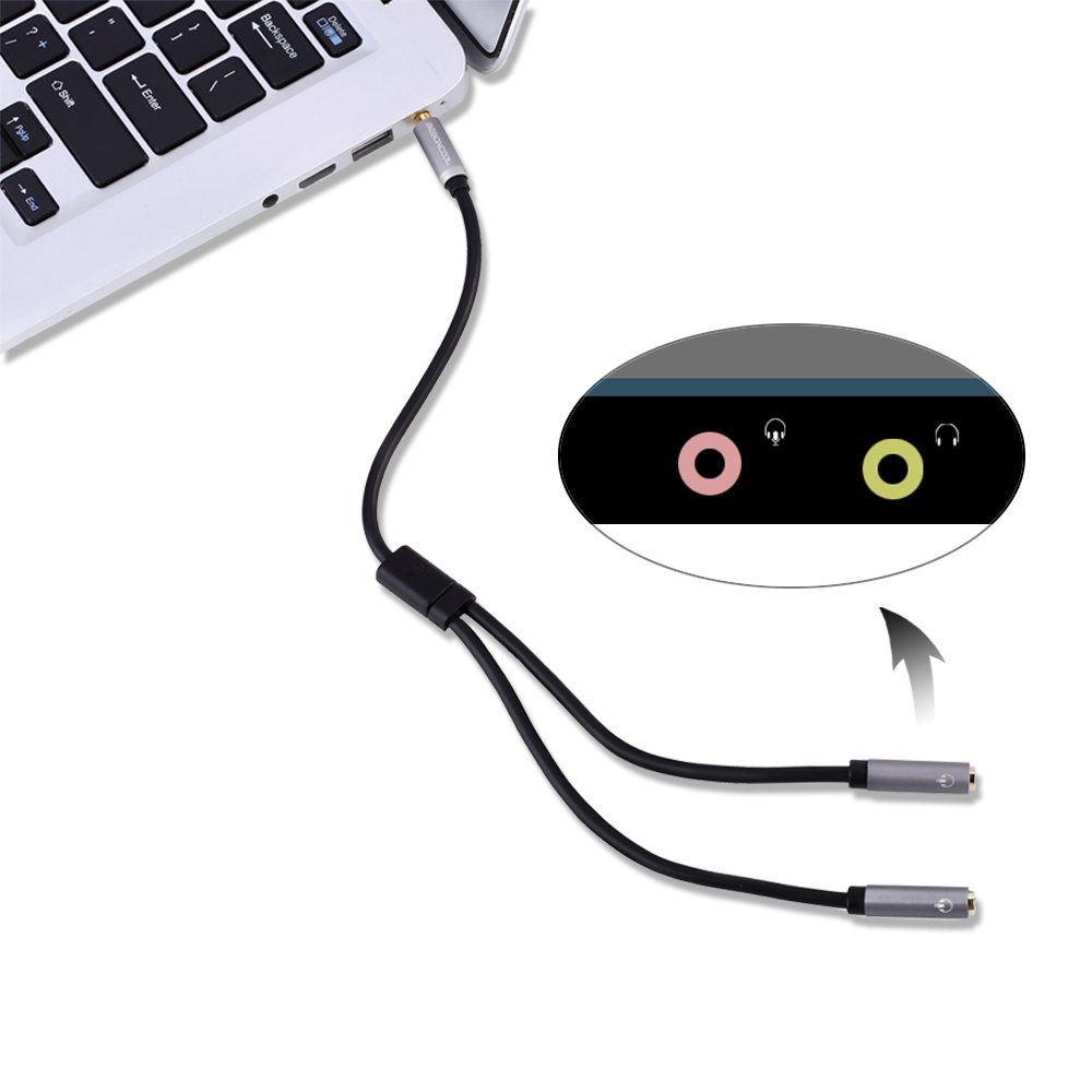 TRRS Headphone Splitter, 3.5mm Male to 2 X 3.5mm Female, BEBONCOOL 3
