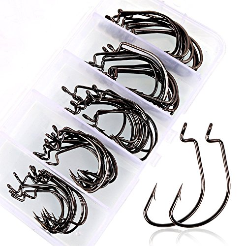 VIPMOON Fishing Hooks High Carbon Steel Worm Senko Bait Jig Fish Hooks with Plastic Box