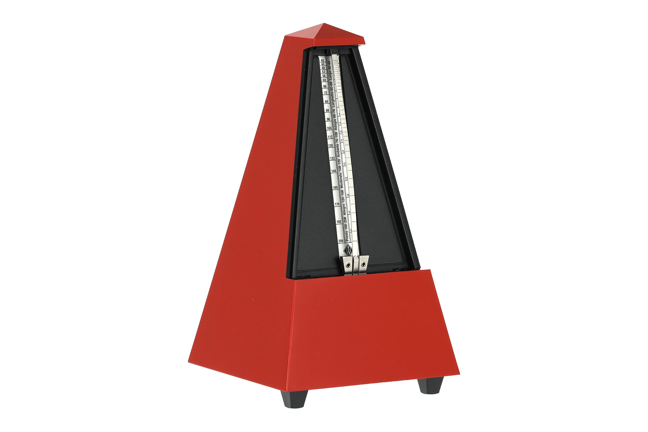 Wittner Metronome Taktell Pyramid Shape System Maelzel Designer Series - Plastic casing - Without bell - Dark red - Mechanically wound - No batteries required - Made in Germany