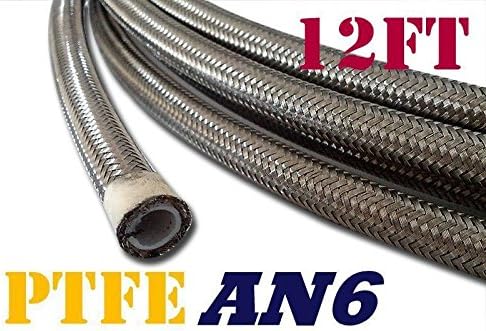 -6 AN6 PTFE Black Swivel Fittings & Stainless Steel Fuel Line Hose Kit 12ft - Image 3