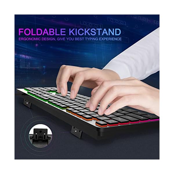 Wired Keyboard, WisFox USB Backlit Keyboard with 105 Keys for Windows 2000/XP/Vista/7/8/10, Full-Size Illuminated…