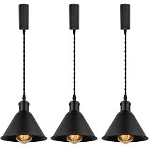 Kiven H-Type Track Lighting, 3-Light Modern Halo Track Pendant Light Adjustable Length Dimmable Bronze Finish