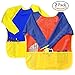 Attmu 2 Pack Kids Art Smocks, Children Waterproof Artist Painting Aprons Long Sleeve with 3 Pockets for Age 2-6 Years