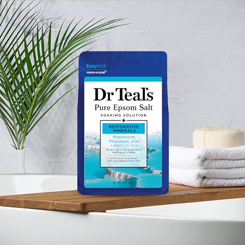 DR TEAL’S PURE EPSOM MAGNESIUM SALT SOAK, RESTORATIVE MINERALS WITH MAGNESIUM, POTASSIUM & ZINC, 3 LBS