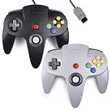 2xClassic N64 Controller,kiwitata Retro Wired N64 Gamepad Controller Joystick for N64 Video Console Games System Black+Gray