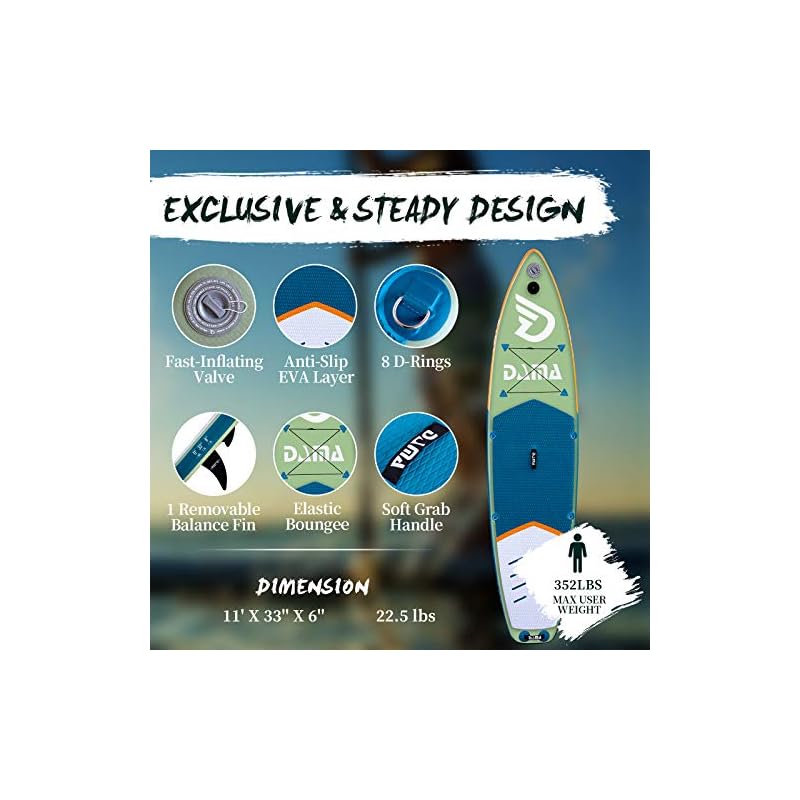 DAMA Inflatable Stand Up Paddle Board 11’*33” *6”, Yoga Paddleboard