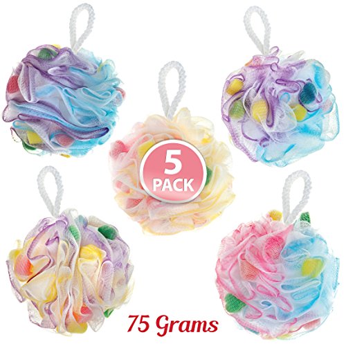 Bath sponge exfoliating bubble shower pouf | xl (75 grams) –set…