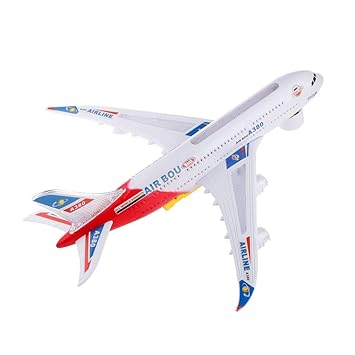 Afsa Battery Operated Flashing Light Airplane Airliner Kid Plastic Model Toy