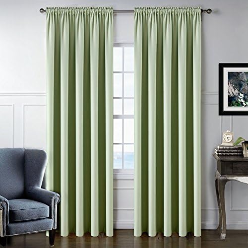 MEILIANJIA Blackout Curtains for Bedroom Thermal Insulated Solid Rod Pocket Multi Sizes Customized Drapes 72" W x 84" L(One Panel),Green
