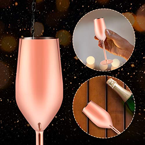 Stainless Steel Copper Champagne Flutes Glass Set of 2, 200ML Unbreakable BPA Free Champagne Wine Glasses for Wedding, Parties and Anniversary (rose gold)