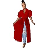 Ekaliy Women Sexy Short Sleeve Bodycon High Low Asymmetrical Ruffle Tunics Blouse Shirt Top Dress