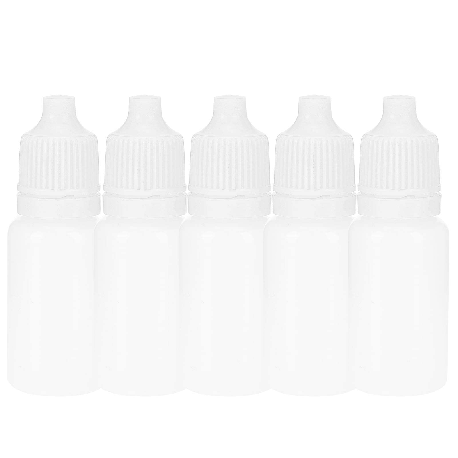 HERCHR 50Pcs 10ml Squeezable Dropper Bottles, White Translucent Plastic Eye Liquid Empty Dropper with Plugs & Tamper Evident Screw Top